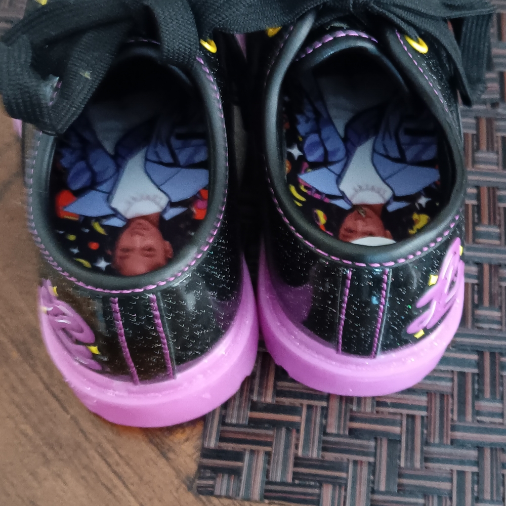 Vibrant Black and Purple Kids Sneakers - Picture 3 of 3